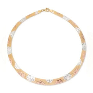 Giani Bernini Tri-Color Rosette Graduated 17"Collar Necklace MADE IN ITALY